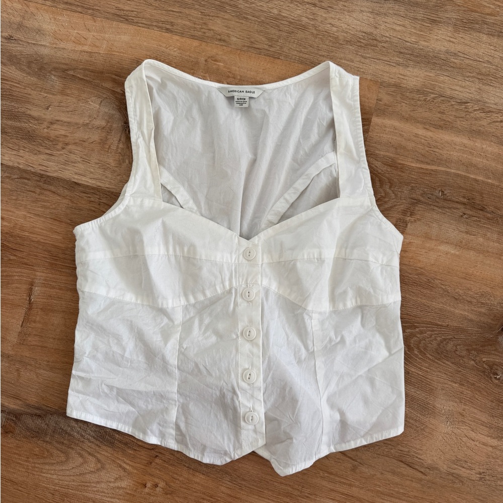 American Eagle White Tie Back Vest - Picture 2 of 5